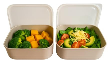 CHICHOUSE Set 2 contenitori alimenti plastica forte con coperchio,per cucina, freezer, microonde, lavastoviglie, portapranzo, portamerenda, riutilizzabili. (GRIGIO CHIARO, 500+500ml)