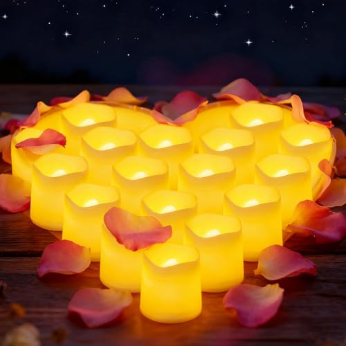 Probuk 24 Pezzi Candele LED Senza Fiamma Fluttuanti, Effetto Fiamma Tremolante, Luce Calda, a Batteria, per Matrimoni, Natale, Halloween, Feste e Decorazioni Casa