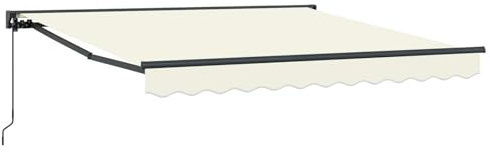 vidaXL Toldo Retráctil Manual Crema 350 x 250 cm Aluminio y Tela, Toldo Semi-Cassette Moderno para jardín y terraza, Rectangular, diseño Flexible, fácil de Instalar y versátil