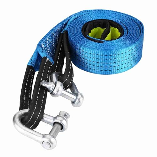 Correa de Remolque Pesada con Ganchos, Ganchos de Acero al Carbono de Forma U, Cable de Remolque de Recuperación de Carreteras con Ganchos de Tiras Reflectantes (5m 16.4ft)