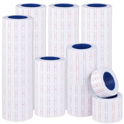 FUNSUEI 50 Rollen 27500 Stück Weiß Preisauszeichnungsetiketten, 21 x 12mm Einreihige Preisetiketten, Selbstklebende Etikettenrollen für Preisauszeichner und Preisschilder, Druckerpapier