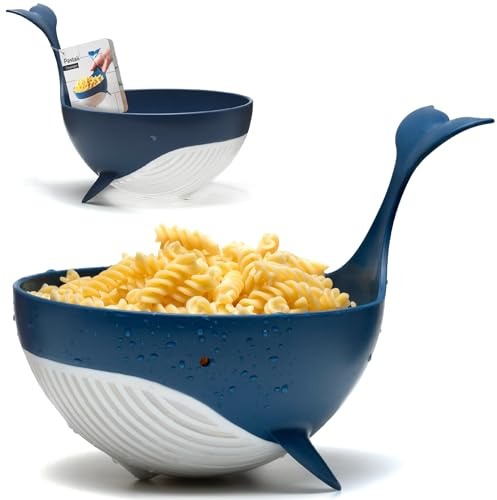 Peleg Design Pastail - Nudelsieb mittelgroß – Lustiges, walförmiges Kunststoffsieb zum Abgießen von Nudeln (bis zu 3 Portionen), Gemüse und Obst
