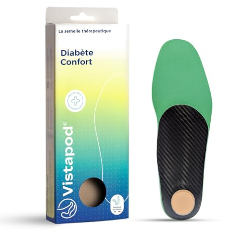 Vistapod Semelles Diabète Confort | Protection Renforcée | Pieds Sensibles | Adaptables aux Chaussures de Ville | Sport et Sécurité (44/45)