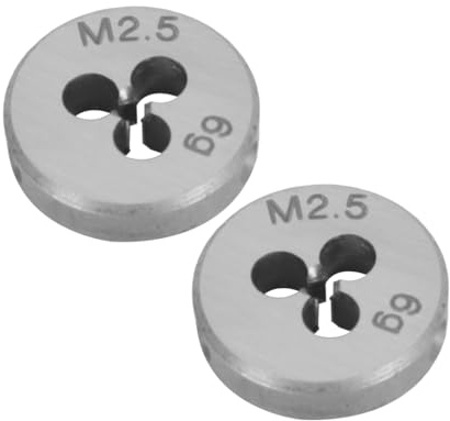 Durlo 2 Pezzi Di Filiera Tonda in Acciaio Legato, Chiave Per Filiera Tonda in Acciaio Rapido (M2,5x0,45 Mm)
