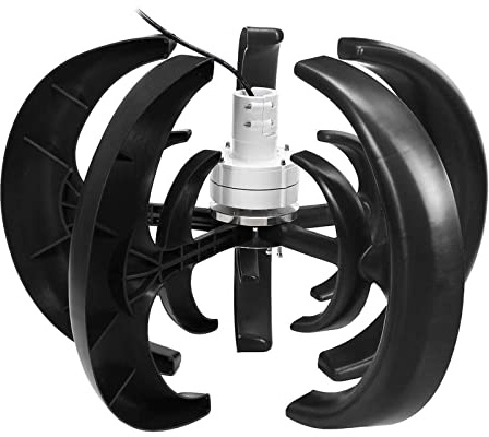HENGJINGTR Set di Turbina Eolica Verticale 14000W Senza Rumore, Turbina Eolica 12V 24V 48V 220V a 5 Pale con Controller MPPT, Generatore Eolico per Uso Domestico,48v
