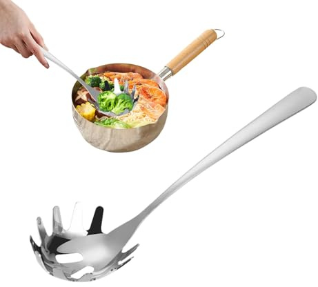 Spaghettisked - 304 rostfritt stålsked, set med bakgafflar | server, spaghettisil, kökssil, grillgafflar för hemkök, hotell, kolv