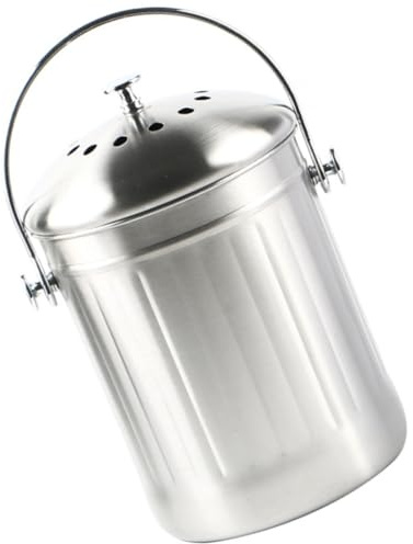 CALLARON Cubo de Basura Cocina de Acero Inoxidable, Grande, Tapa Hermética, Contenedor de Compostaje Hogar, Almacenamiento de Residuos de Alimentos, sin Olor, Resistente y Portátil