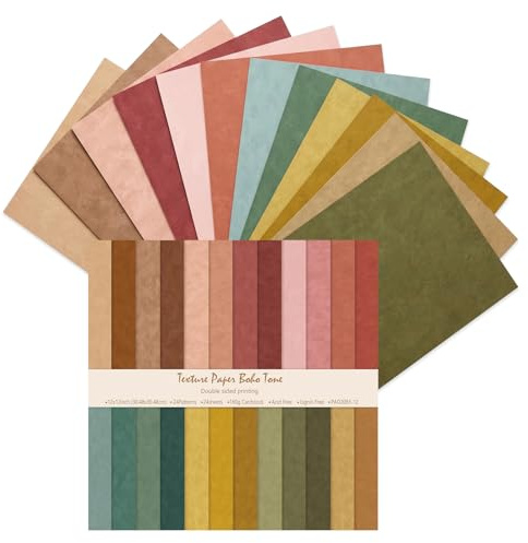 FDHBDF 24 Blatt Scrapbook Papier 30,5x30,5 cm, Doppelseitiges Vintage Bastelpapier mit Motiv, Dekorpapier Designpapier für Scrapbooking, Bastelarbeiten (Dunkle Farbtöne)