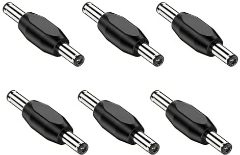 6PCS DC Power Male to MaleJack Adapter, 2.1mm x 5.5mm Barrel Connector for CCTV Camera, DC Coupler Power Extension, Low Voltage Electronic, Security System and Power Supply Project