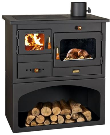 Küchenofen Modell 1P34 10,1 kW – Holzofen mit Backofen, Kaminofen Herd, BImSchV Stufe 2, EcoDesign 2022, EEK A, Holzherd zum Heizen Kochen Backen