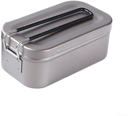 Ti Camping köksredskap 800 ml och 1 200 ml lätt lunchlåda med vikbart handtagslock och inbyggd ångkokare för vandring backpacking (800 ml)