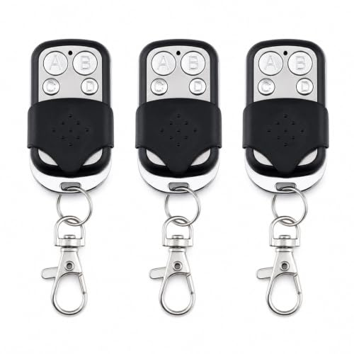 Telecomando universale per cancello 433,92 MHz Codice Fisso Bip Cancello Universale Senza Fili Compatibile 4 Pulsanti Tasti Copiosi per Auto e Porta del Garage (3, Nero)