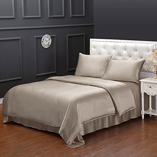 LilySilk Seide Bettbezug 135x200cm Bettbezüge mit edlem Schlafkomfort in 100% Seide von 19 Momme，Taupe