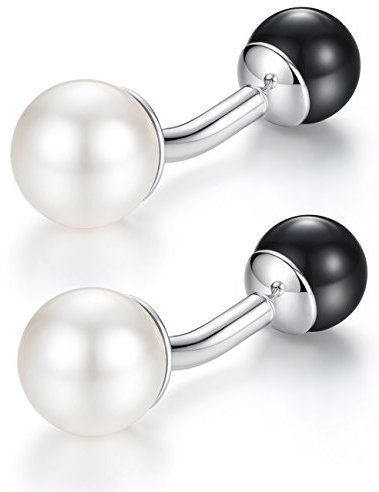 HONEY BEAR Herren Damen Nachahmung Perle Pearl Manschettenknöpfe Hochzeit Cufflinks 1 Paar,MEHRWEG