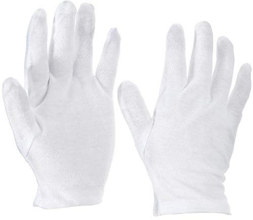 Omenluck 8 Paar weiße Baumwollhandschuhe, weiße Arbeitshandschuhe, weiche Handschuhe für Schmuck, Inspektion, Hand feuchtigkeitsspendend und mehr, 20,3 cm, 15,2 cm