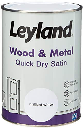 Leyland - Quick Dry Satin Wood & Metal Paint - Brilliant White - 1.25L | Satin Finish, Suitable for Interior & Exterior Wood & Metal, Non Yellowing, Low Odour