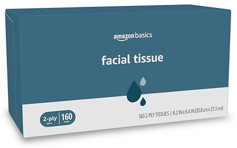 Amazon Basics 2-Ply Facial Tissue, 160 Count
