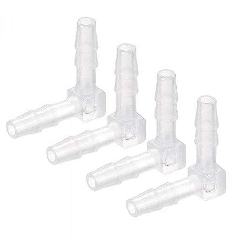 sourcing map 4 Stück Schlauchtülle 5mm Kunststoff Winkelkupplung Weiß | Schnellkupplungsadapter, Stacheldraht Durchm.