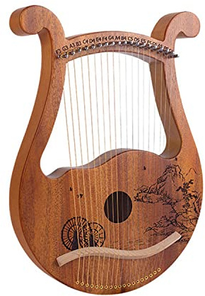 Tragbare Kleine Harfe, 19-saitige Stimmbare Mahagoni Harfe Kleines Tragbares Musikinstrument Geschenk mit Stimmschlüssel，für Kinder Erwachsene Anfänger