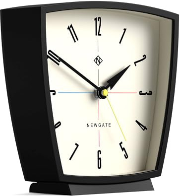 NEWGATE® Odyssey Reloj de Escritorio | Diseño Retro | Negro | Estilo Moderno de Mediados de Siglo para Escritorio, repisa, Superficie de Mesa, estantería o mesilla