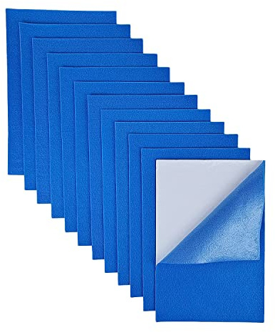 Jtnohx Selbstklebender Filz Platten Filzstoff Selbstklebend Klebefilz Blau | 12 Stück Bastelfilz für Handwerk 20x30cm Weiche Filzblätter für DIY Projekte 1,4mm (Blau)