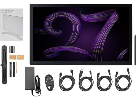 Wacom Cintiq Pro 27 Grafiktablett ohne Standfuß (4k-Auflösung, 26,9-Zoll-Display, HDR-Gamma, Pantone Validated, 99% Adobe RGB, Neuer, drucksensitiver Pro Pen 3, Multi-Touch) Black