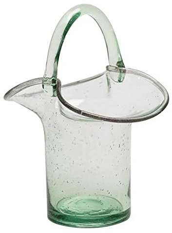 KWQBHW Glass Basket Vase Clear Totebag Flower Vases with Bubble Hand Blown Purse Vase Fish Bowl with Handles Small Fish Tank for Home Living Room Decor