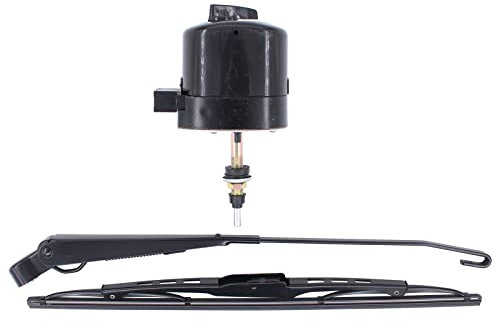 Doo Engy Wischermotor Scheibenwischermotor 12V 105° Wischerarm Wischerblatt Scheibenwischer Motor Windschutzscheibe Frontscheibe Heckscheibe mit Klinge und Arm für fast alle Traktor Traktoren