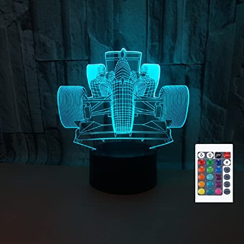 SUPERRUIDALONG 3D Lamp Racing Car Night Light with Remote Control 16 Color Home Decoration Gift for Kids