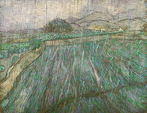 ZIMARO Leinwand Bilder Kunstdrucke Abstrakt Poster Berühmtes Gemälde Regen von Vincent Van Gogh für Wohnzimmer 60x90cm