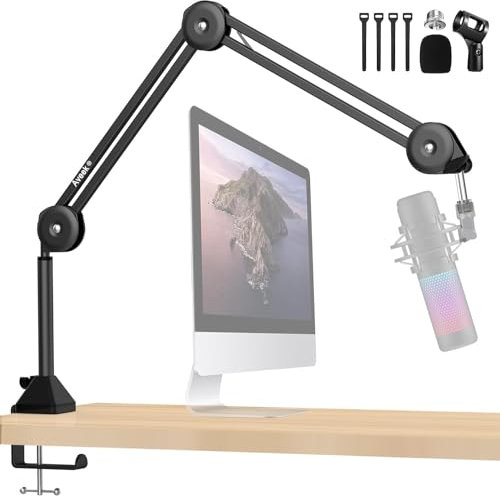 Mikrofonarm Boom Arm,Aveek Professioneller Mikrofon Ständer,Verstellbarer Mikrofonständer,Für Blue Yeti Snowball Hyper X QuadCast