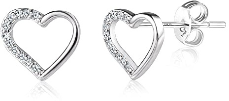 orecchini a perno da donna in argento Sterling 925 a forma di cuore color pesca, Orecchini Cerchio Piccoli con Pietra Zircone, Women's Sterling Silver Sparkling Infinity Stud Earrings