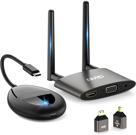 Wireless HDMI 4K, USB C/HDMI Funkübertragung, 5.8G Drahtloser 165FT/50M Funk Transmitter Receiver für das Streaming von Video Audio von Laptop, TV Box, Kamera zu HDTV Projektor und Monitoren
