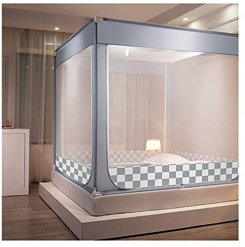 Moskitonetz-Zelt, Baldachin, Vorhänge für Betten, Pop-Up-Moskitonetz-Zelt, King-Size-Bett, tragbares Moskitonetz mit Boden für Erwachsene (Farbe: Grau a, Größe: 1,8 x 2,0 m)