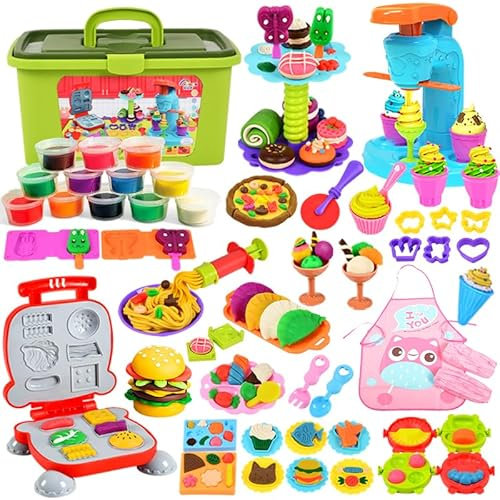 UCAMP Formine per Plastilina, 65 Pezzi Pasta Modellabile, Include 12 Vasetti, Giochi per Ragazzi e Ragazze dai 3 ai 12 Anni