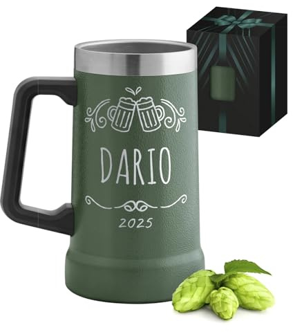 Maverton Boccale birra termico da camping 700ml, Tazza personalizzata | Per campeggio in acciaio inox, Bicchiere termico verde, Idee regalo uomo compleanno, Regali uomo, Campeggio accessori utili
