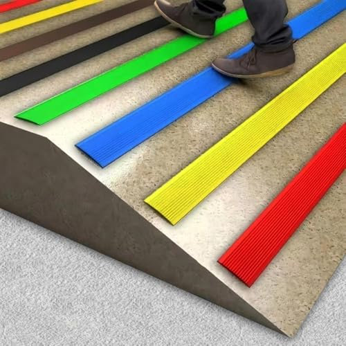 QSPNVFB Gummi Antirutsch Treppenkante, Selbstklebend rutschfeste Treppenstufe Für Stufen Rampe 4cm Wasserdicht Treppenkantenprofil Für Außen Innenbereich(Coffee,L 100 cm x W 5 cm)