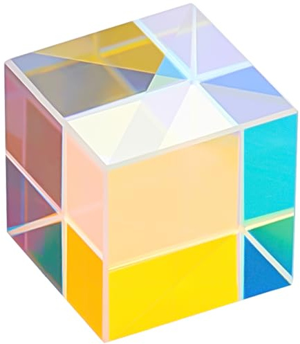 Beebeecraft Glass Prism Cube Small Prism Light Square Clear AB 15mm Optical X Cube RGB Dispersion Crystal Window Lens Suncatchers for Physics Teaching Art Indoor Home Photography Prop Decoration
