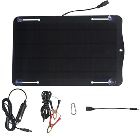 Caricatore solare di manutenzione – Supporto batteria solare portatile per auto, kit caricatore intelligente pannello solare per auto, SUV e batteria di backup, mantenimento batteria a terra