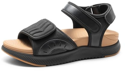 DREAM PARIRS vandringssandaler för kvinnor valvstöd plattform ortopediska sandaler bekväma öppen tå promenader sommar lätta utomhus atletiska sportskor, Svart brun, 41 EU