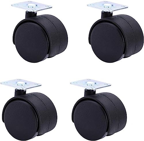 ZHENCHAO Gummierte Trolley-Räder, Möbelrollen, 4-TLG., Universal-Trolley-Rollen, Hochleistungs-Schwenk-Trolley-Rad, 360°-Schwenkräder, kleine Nylon-Räder, Bremse, 25 mm