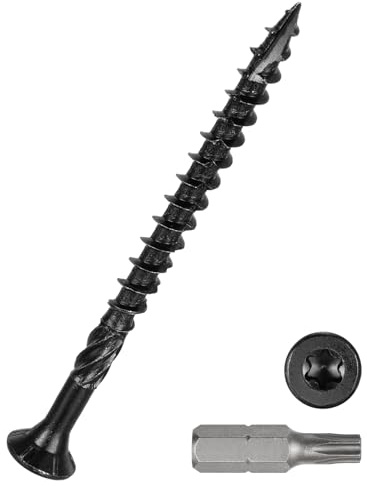 DTGN 150Pack #9x2-1/2 Deck Wood Screws kit Carbon Steel Black | Wood Screws Epoxy-Coated Decking Screws W/ T25 Torx Star Drive Bit,Good for Decks,Fences,Frames,Farms,Outdoor Furniture