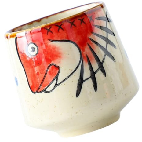 Warmhm Handbemalte Tasse Keramik im Japanischen Stil Keramik Sakebecher Große Kapazität Hitzebeständig Bequemer Griff für Tee und Abendessen
