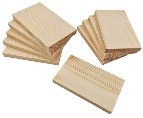 10PCS Rectangle Wood Boards Unfinished Wood Blocks for Crafting, 10x6x1cm Blank Whittling Wooden Blocks for Carving,Painting & Burning