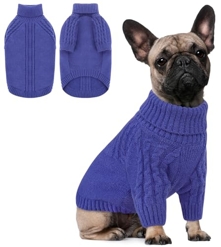 Queenmore Hundepullover Grosse Hunde, Elastische Winter Pullover Hund, Hundepulli Für Französische Bulldogge, Windhund, Whippet, Corgi (Blau, L)