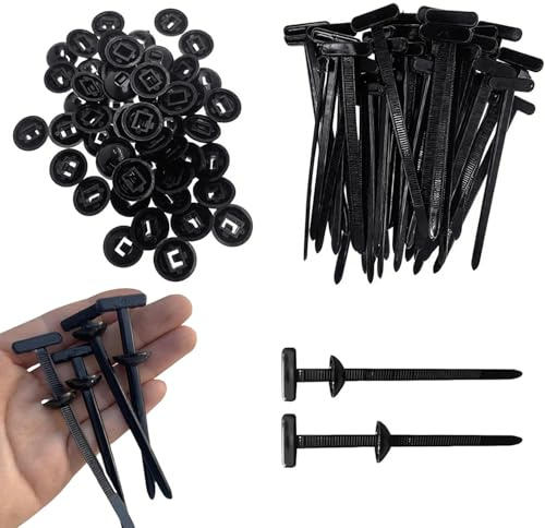 SIXHAOBU 100 hebillas universales de nailon para bridas de cables, Soporte de Bridas de Cremallera Autoblocante Resistente con Diseño de Pin y Botón,herramienta de sujeción de cables de plástico