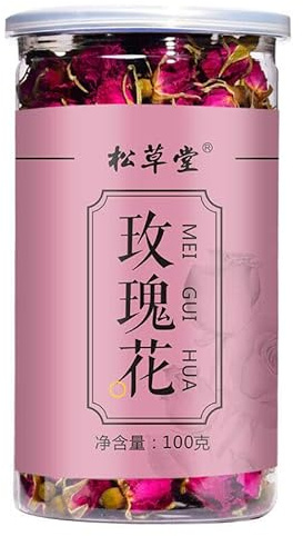 HELLOYOUNG 100g Handgemachter Rosenblütentee Ping Yin Mei Gui in Der Dose Blumig-Entspannendes Duftendes Getränk Mit Getrockneten Rosenblüten Ideal Zum Backen Und Für Desserts