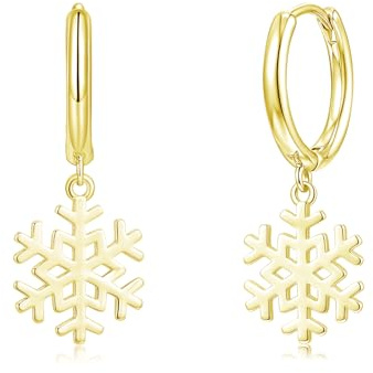 Loutade Weihnachten Ohrringe Silber 925, Hypoallergen 925 Sterling Silber Creolen mit Schneeflocke Anhänger, Leichte Silber Schneeflocke Ohrringe Creolen Für Damen Mädchen, Geschenke zum Weihnachten