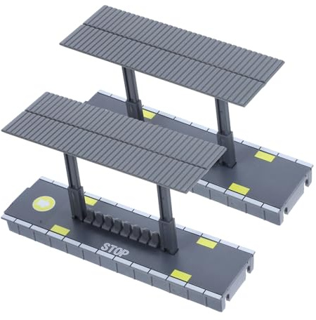 CLISPEED 2pcs Plastic Train Station Platform Model DIY Kit for Easy Assembly Railway Accessory Decorative Platform for Model Railway Scenery and Playing