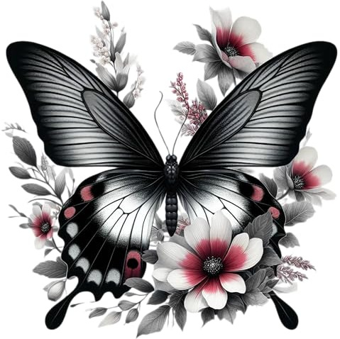 x4 Black Swallowtail Butterfly Stickers, Floral Vinyl Decals That Cover Marks,1@20cm & 3@7cm, DIY Peel & Stick, Wall Decor, Weatherproof Car, Toilet & Bin Multi-use Graphics (Black, A5)